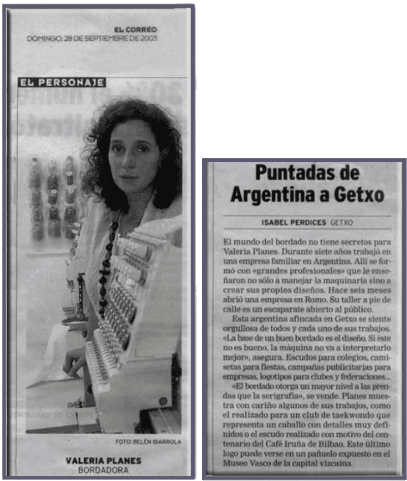 2003 — reportaje sobre los inicios de Bordado Express en Getxo